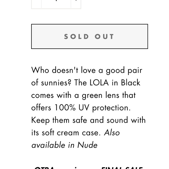 NEW! SALE The OTRA Lola cat eye matter rubber cat eye Sunnies - Picture 7 of 7